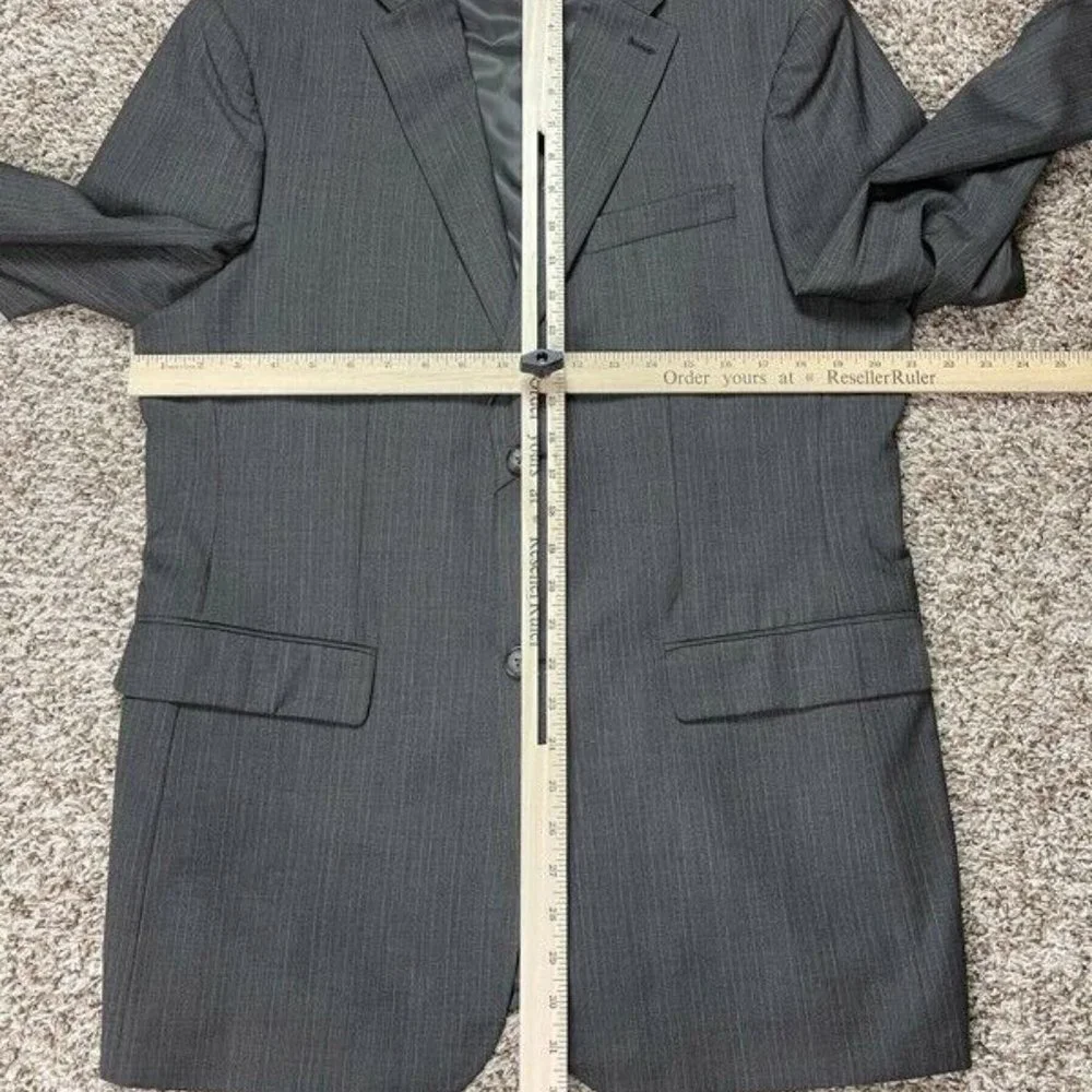 Perry Ellis Mens Two Button Blazer Dark Chocolate Pinstripe Classic Fit 40 R New